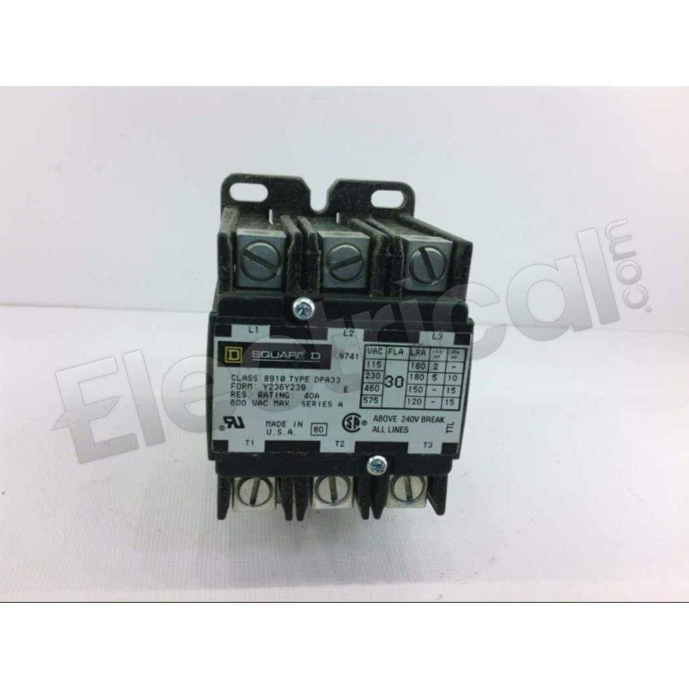 Schneider Electric Contactor 8910-DPA-33-V14-Y236-Y239