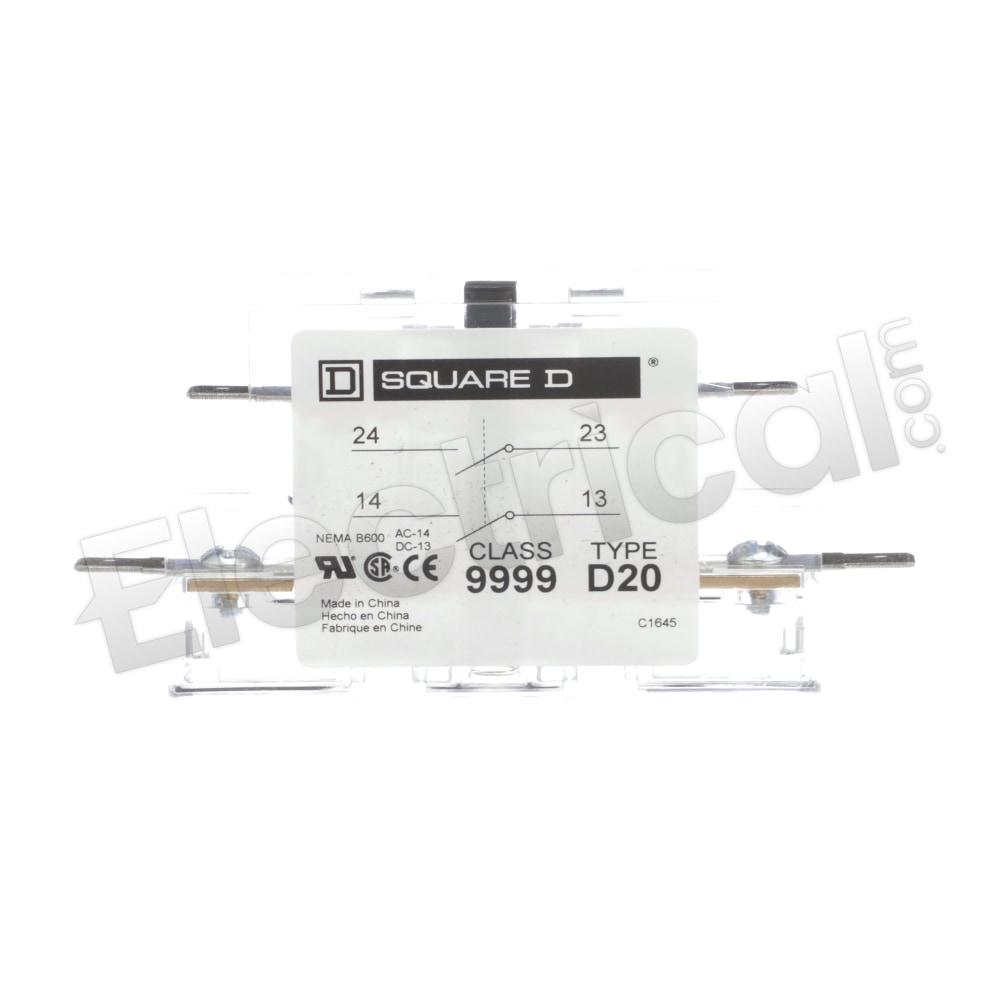 Square D Contactor And Motor Starter Auxiliary 9999D20