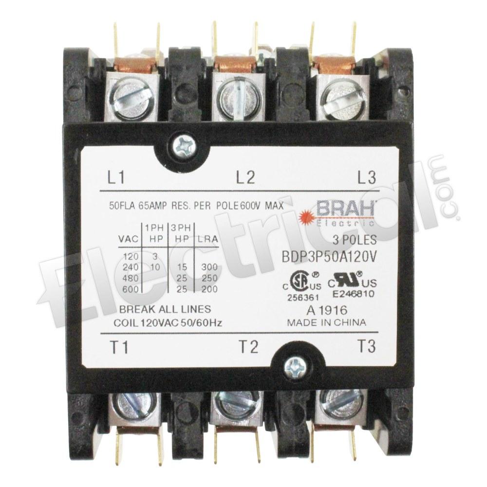 BRAH Electric Contactor BDP3P50A480V