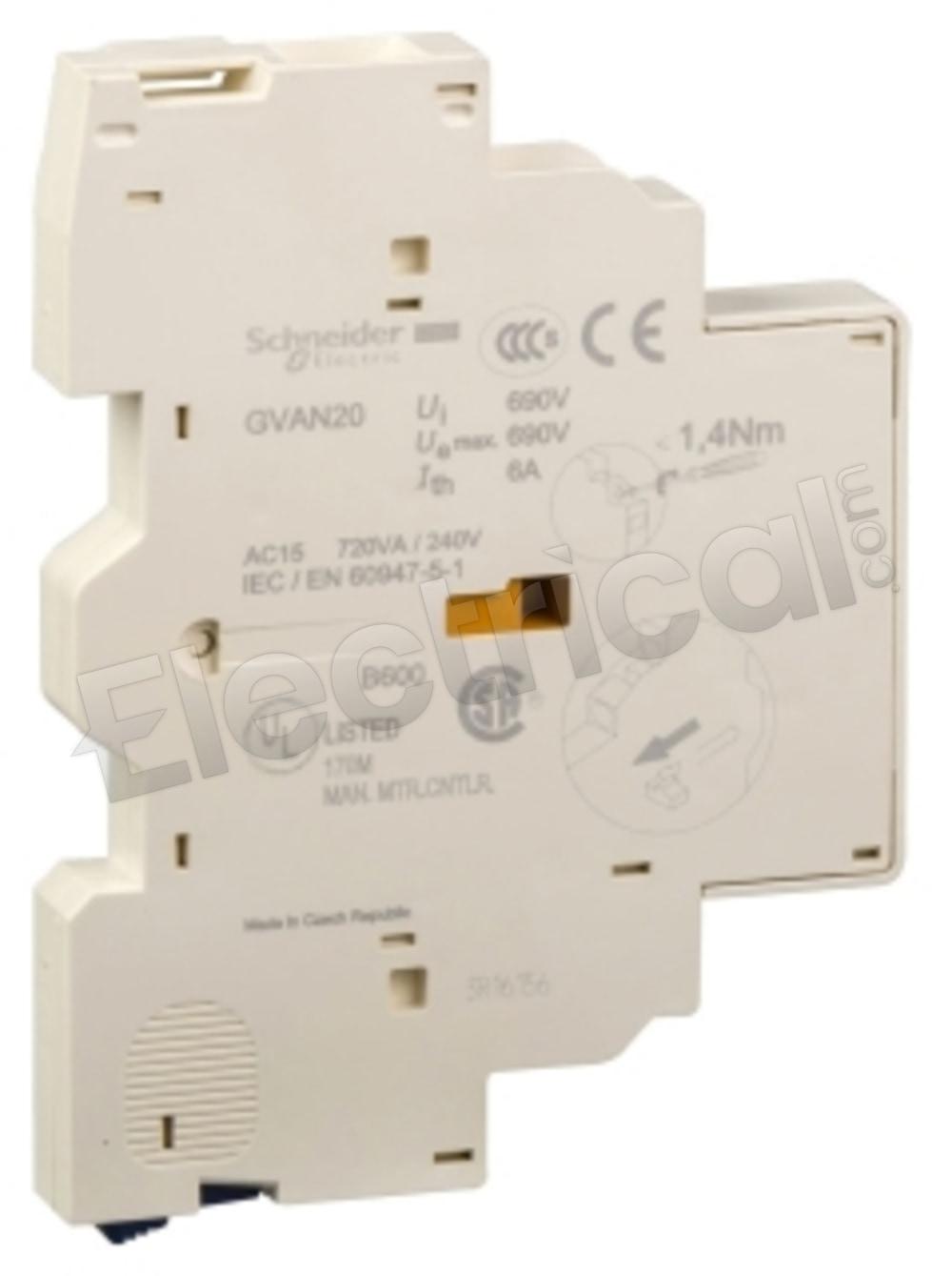 Square D Contactor And Motor Starter Auxiliary GVAN20