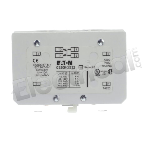 Cutler Hammer Contactor And Motor Starter Auxiliary C320KGS3