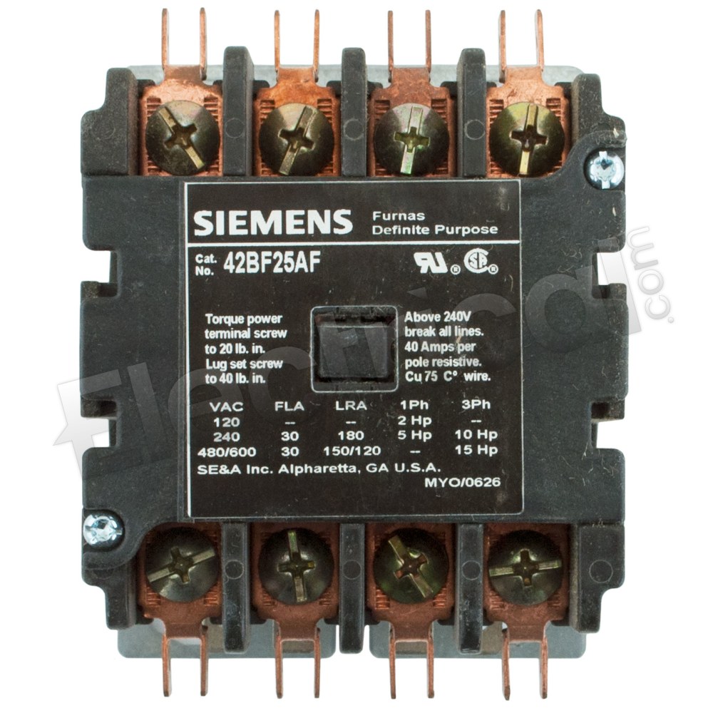 Siemens Contattore 42AF15BF | Bobina 120VAC 25A, NEMA 1, Nuovo In Scatola