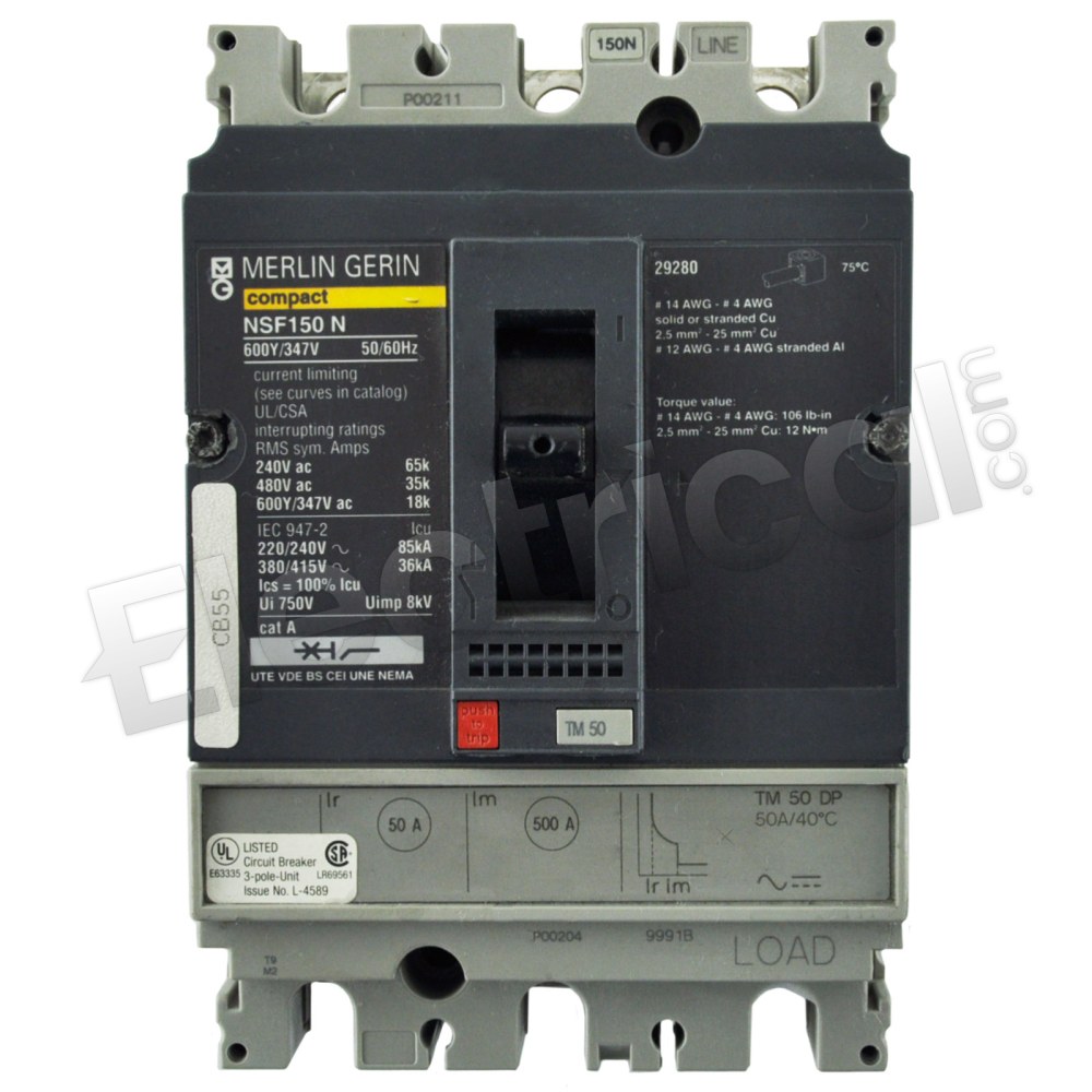 Disjoncteur Schneider NS250N, 4 Pôles, 250A, Déclencheur TM250D, Débranchable